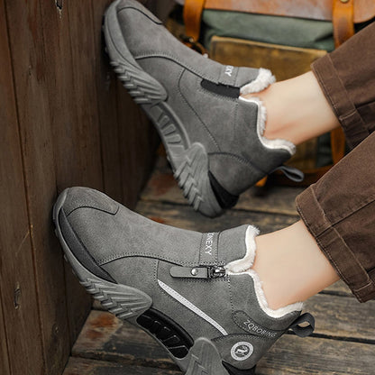 🥾 Men's Fleece-Lined Leather High-Tops | Warm Side-Zip Winter Boots – Non-Slip Grip for Cold Weather ✨