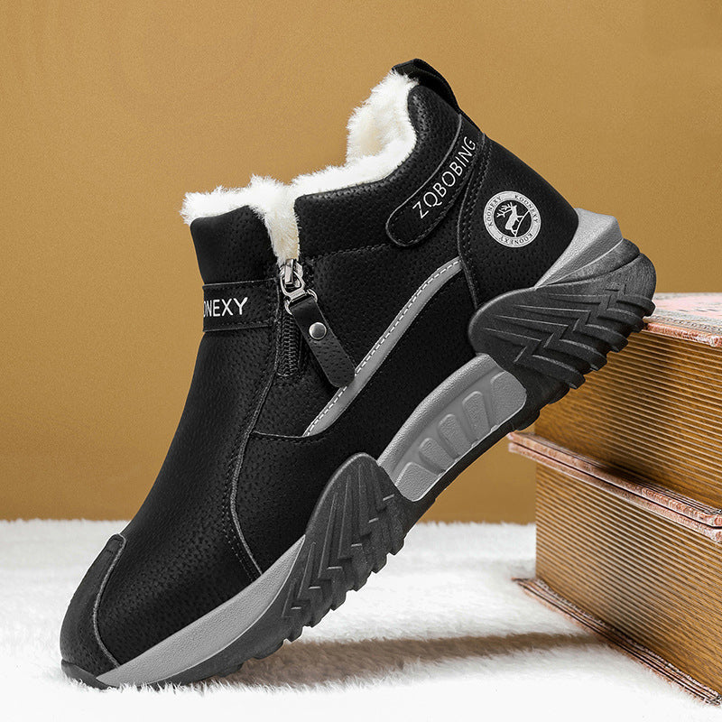 🥾 Men's Fleece-Lined Leather High-Tops | Warm Side-Zip Winter Boots – Non-Slip Grip for Cold Weather ✨