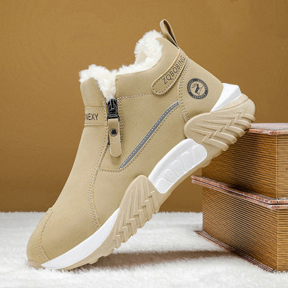 🥾 Men's Fleece-Lined Leather High-Tops | Warm Side-Zip Winter Boots – Non-Slip Grip for Cold Weather ✨