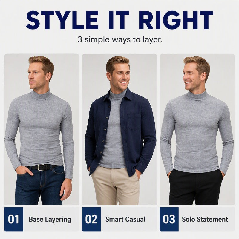 ⏰Black Friday Mega Deal：ONLY ￡11.99!!!✨Men's Slim Fit Mock Turtleneck Top – Sleek, Stretchy, Modern Everyday Essential