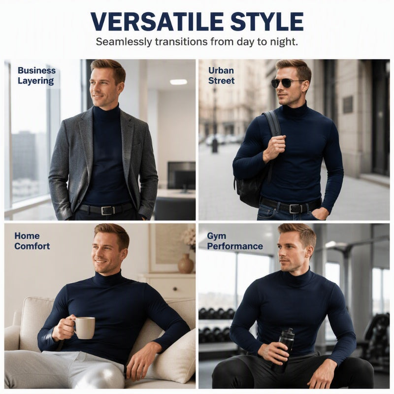 ⏰Black Friday Mega Deal：ONLY ￡11.99!!!✨Men's Slim Fit Mock Turtleneck Top – Sleek, Stretchy, Modern Everyday Essential