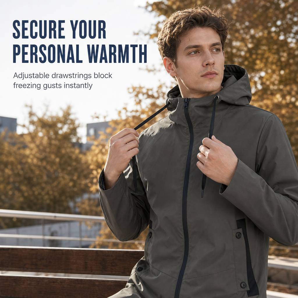 🏷️ Everyday Protection | Men's Hooded Slim-Fit Windbreaker Coat
