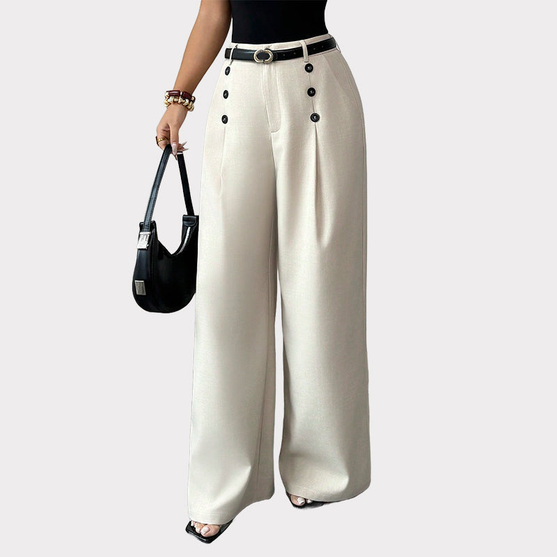 🖤Black Friday Sale:50% OFF🖤✨ Double-Button Detail, Flattering Drape | Women's High-Waist Wide-Leg Pants