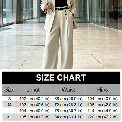 🖤Black Friday Sale:50% OFF🖤✨ Double-Button Detail, Flattering Drape | Women's High-Waist Wide-Leg Pants