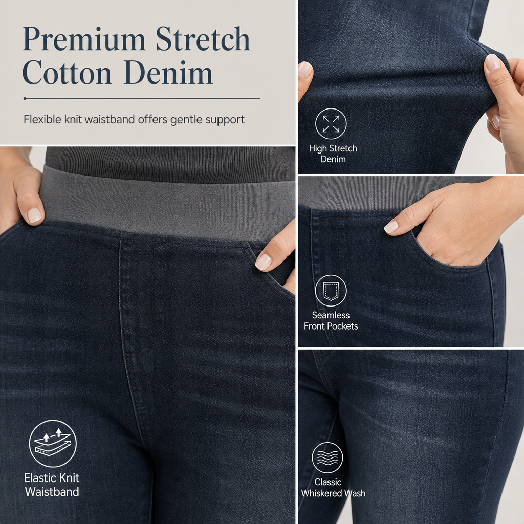 🤠👖 Women's High-Rise Pull-On Slim Fit Dark Wash Denim Jeans ✨