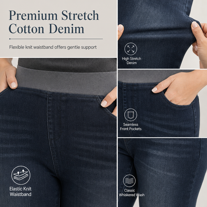 🤠👖 Women's High-Rise Pull-On Slim Fit Dark Wash Denim Jeans ✨