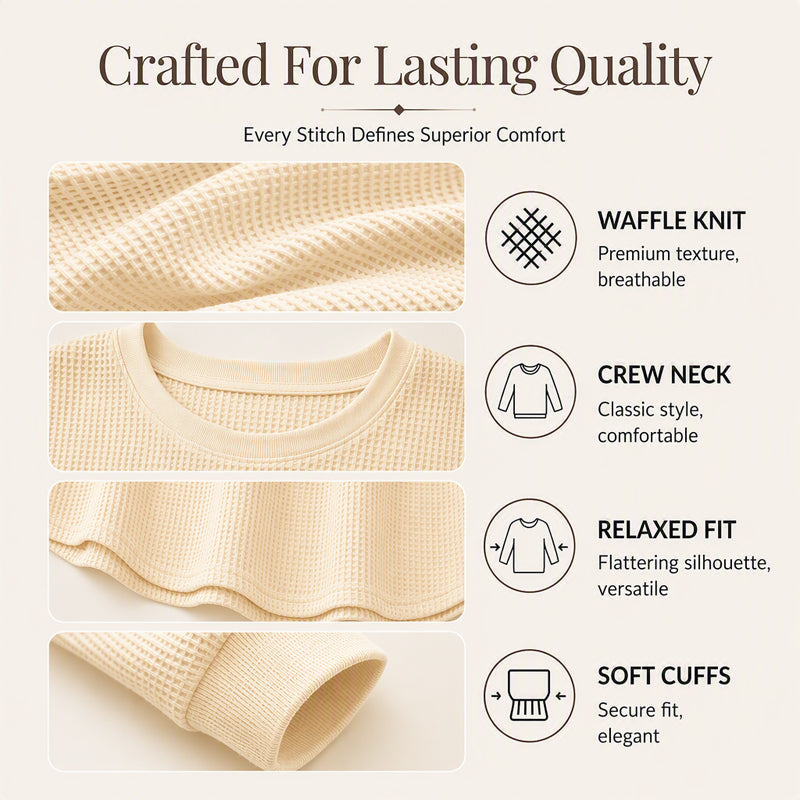 Textured Look, Relaxed Fit | Women's Waffle-Knit Loose-Fit Sweatshirt