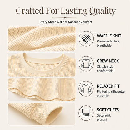 Textured Look, Relaxed Fit | Women's Waffle-Knit Loose-Fit Sweatshirt