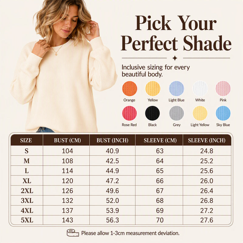 Textured Look, Relaxed Fit | Women's Waffle-Knit Loose-Fit Sweatshirt