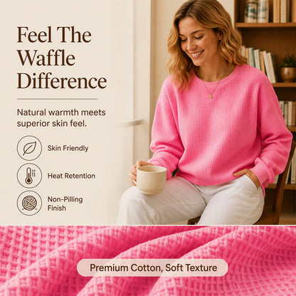 Textured Look, Relaxed Fit | Women's Waffle-Knit Loose-Fit Sweatshirt