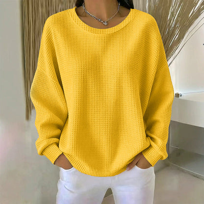 Textured Look, Relaxed Fit | Women's Waffle-Knit Loose-Fit Sweatshirt