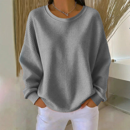 Textured Look, Relaxed Fit | Women's Waffle-Knit Loose-Fit Sweatshirt