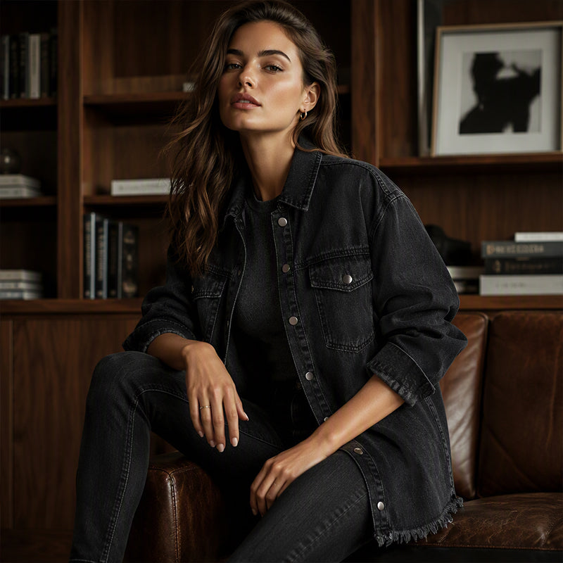 💖Black Friday Mega Deal – 50% off!💖 👚Women's Raw Edge Ripped Denim Jacket