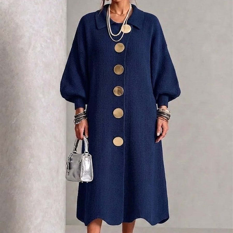 🖤Black Friday Sale:50% OFF🖤Women's Lantern Sleeve Ribbed Knit Maxi Dress