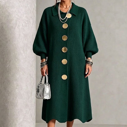 🖤Black Friday Sale:50% OFF🖤Women's Lantern Sleeve Ribbed Knit Maxi Dress