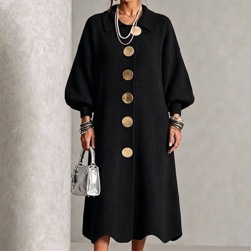 🖤Black Friday Sale:50% OFF🖤Women's Lantern Sleeve Ribbed Knit Maxi Dress