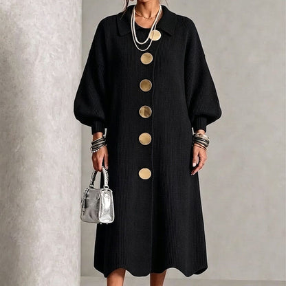 🖤Black Friday Sale:50% OFF🖤Women's Lantern Sleeve Ribbed Knit Maxi Dress