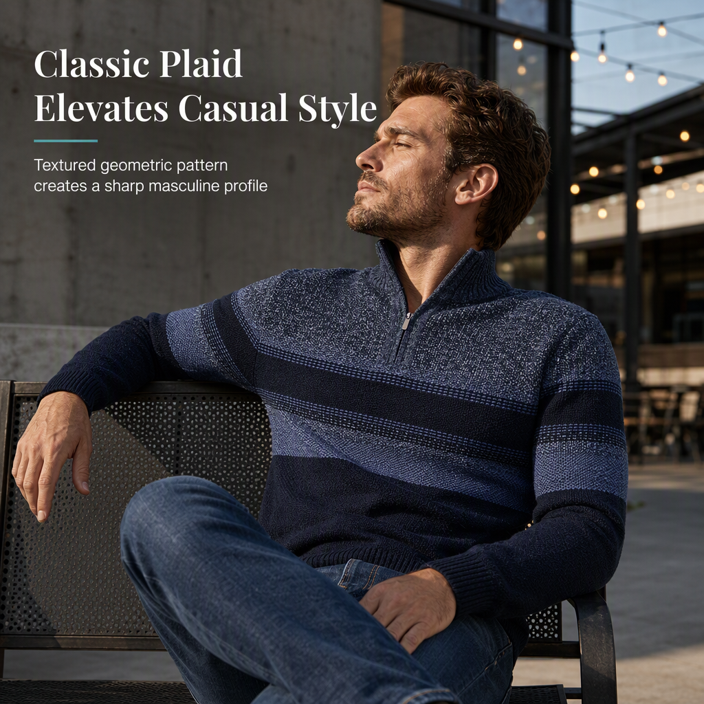 👕 Men's Hooded Fleece Plaid Sweater