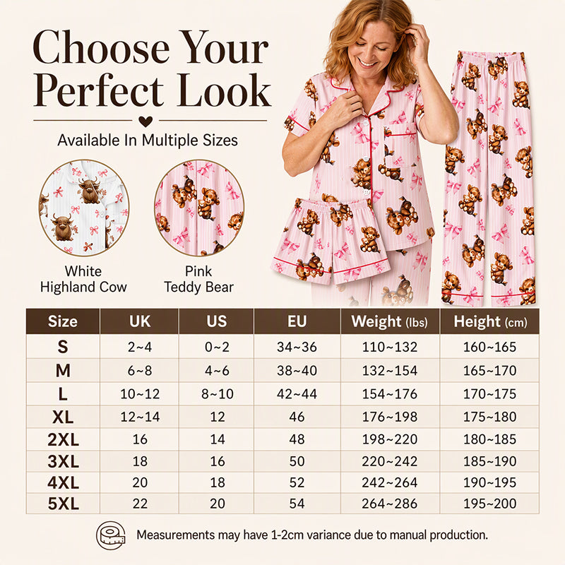 🐮Cute Highland Cow Print, 3-Piece Fun Pajama Set – Cozy Lounge & Sleepwear ✨