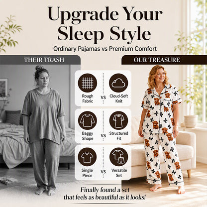 🐮Cute Highland Cow Print, 3-Piece Fun Pajama Set – Cozy Lounge & Sleepwear ✨