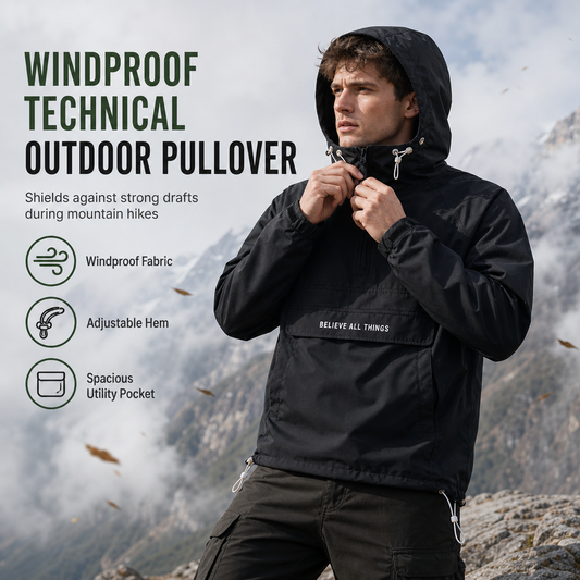 🌬️Windproof & Heat-Locking, Outdoor Protection – Men's Hooded Hiking Windbreaker Jacket ✨