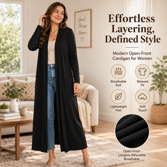 Women's Open Front Maxi Long Cardigan