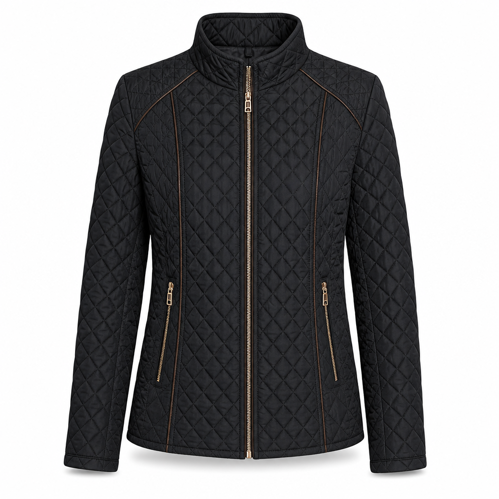 Women's Lightweight Quilted Padded Zipper with Stand Collar for Spring and Winter
