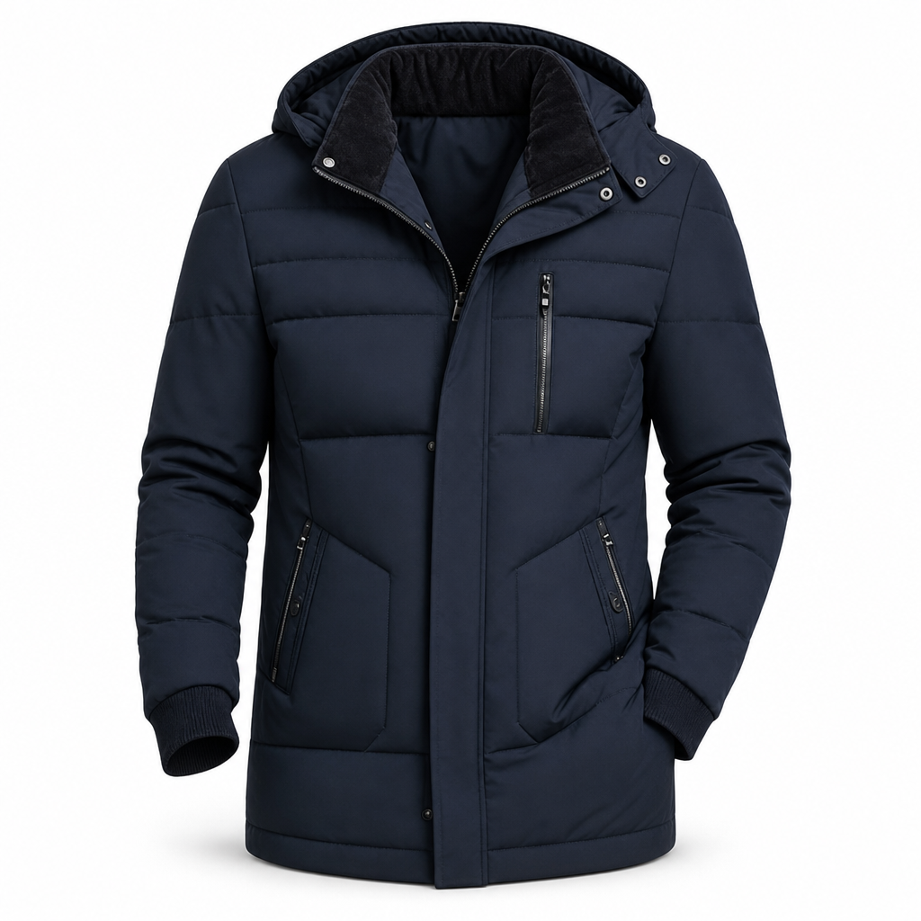 Men's Winter Fleece Lined Coat with Detachable Hood