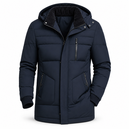 Men's Winter Fleece Lined Coat with Detachable Hood