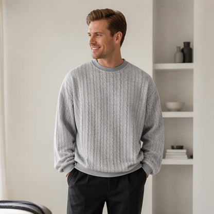 Men's Cable Knit Crewneck Sweatshirt