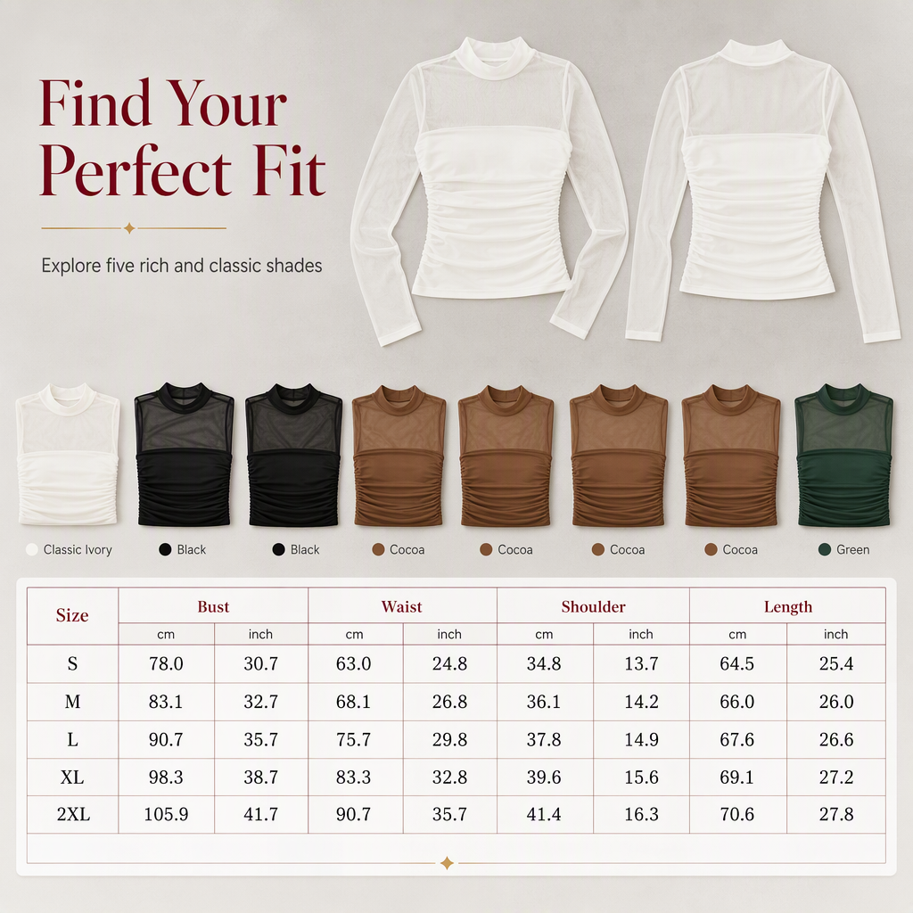 🎀 Women's Vintage Mock Neck Lace Mesh Top ✨
