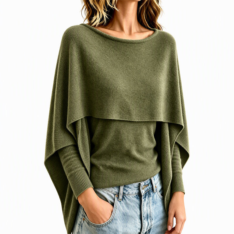 Women's Chic Mock 2-Piece Draped Shawl Top