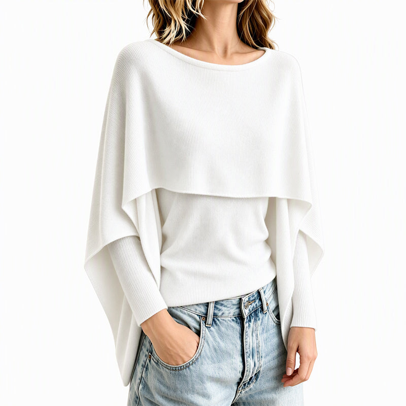 Women's Chic Mock 2-Piece Draped Shawl Top
