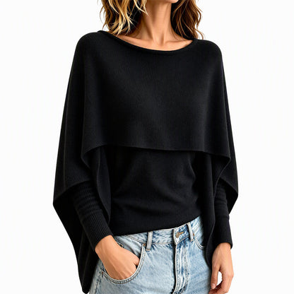 Women's Chic Mock 2-Piece Draped Shawl Top