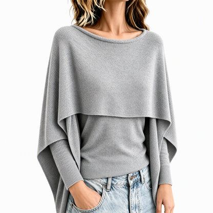 Women's Chic Mock 2-Piece Draped Shawl Top