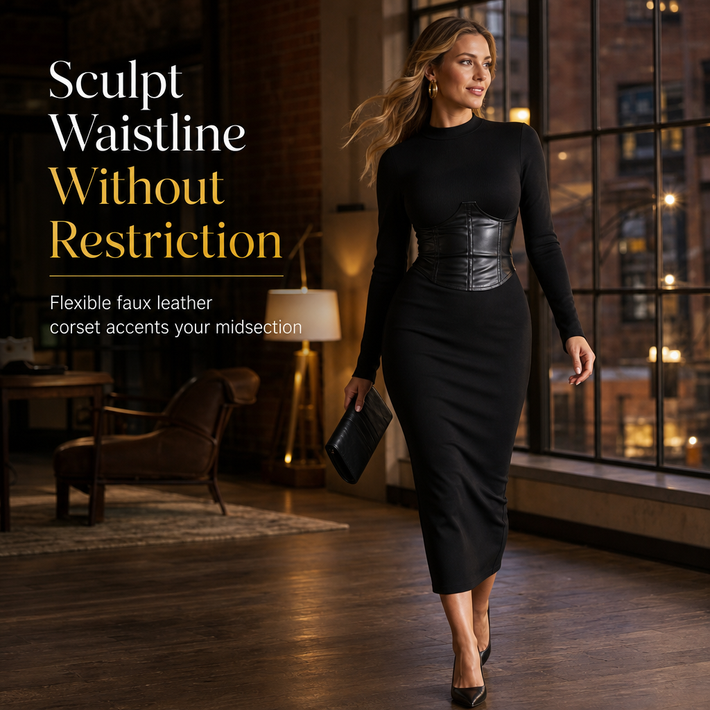 Sculpted Waist, Elegant Curve – Women's Ribbed Bodycon Dress ✨