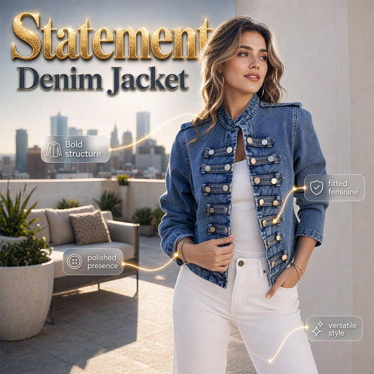 💖Black Friday Mega Deal – 50% off!💖 ✨Women's Vintage Symmetrical Button Denim Jacket