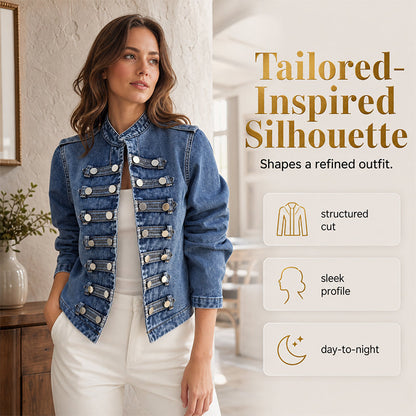 💖Black Friday Mega Deal – 50% off!💖 ✨Women's Vintage Symmetrical Button Denim Jacket