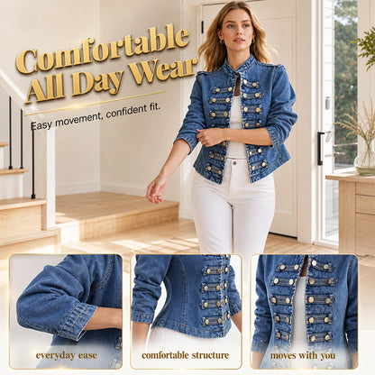 💖Black Friday Mega Deal – 50% off!💖 ✨Women's Vintage Symmetrical Button Denim Jacket