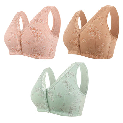 🌸Women's Plus Size Front Button Floral Print Wireless Bra
