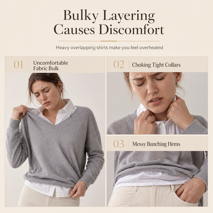 🌸Hot Sale 50% OFF💖Casual Mock Two Piece V Neck Knit Sweater with Button Details