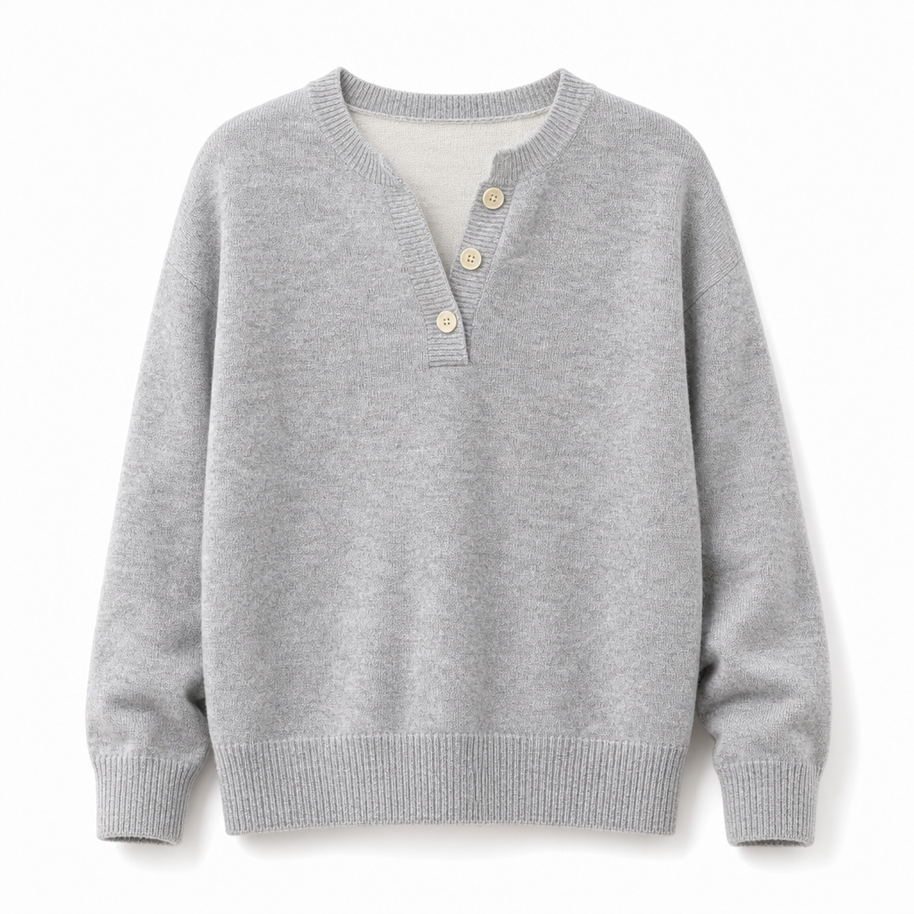 🌸Hot Sale 50% OFF💖Casual Mock Two Piece V Neck Knit Sweater with Button Details