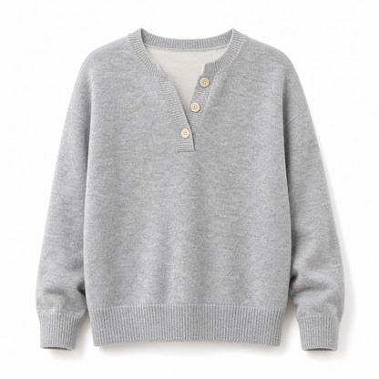 🌸Hot Sale 50% OFF💖Casual Mock Two Piece V Neck Knit Sweater with Button Details