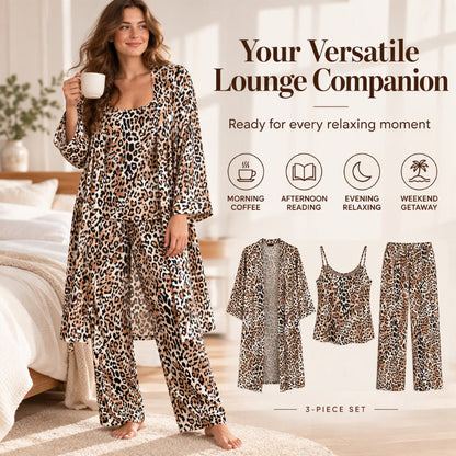Women's Elegant Floral 3-Piece Pajama Set