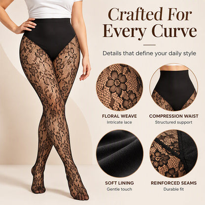 🖤Lace Fishnet, Sexy & Chic – Women's High-Waist Shaping Stockings ✨