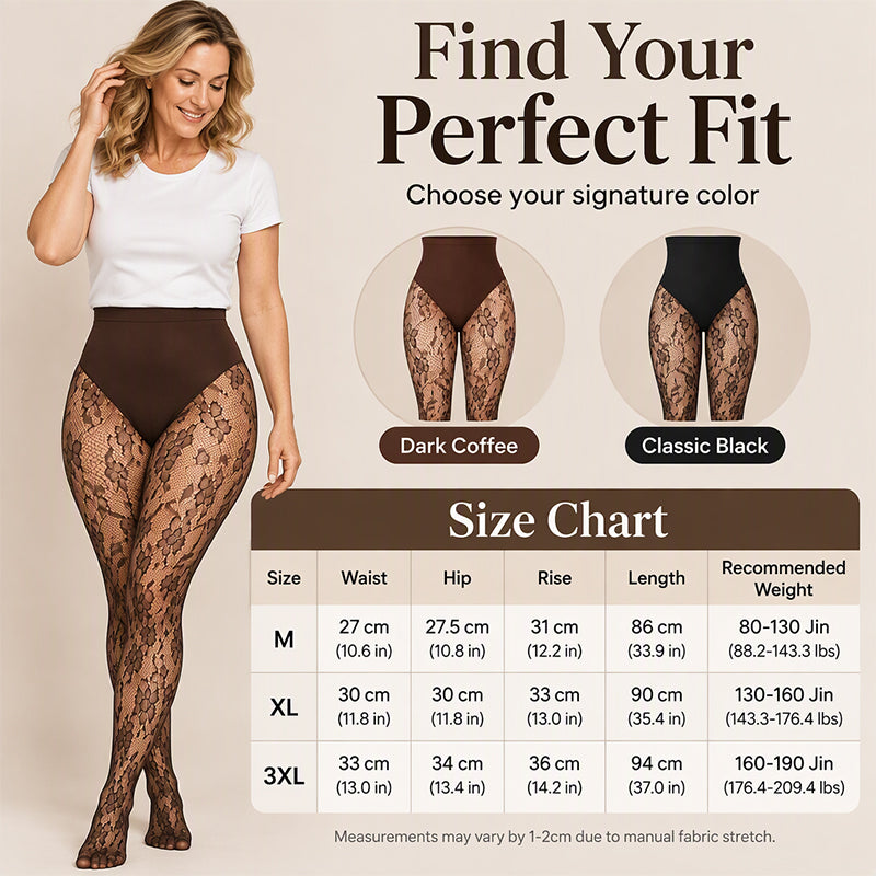 🖤Lace Fishnet, Sexy & Chic – Women's High-Waist Shaping Stockings ✨