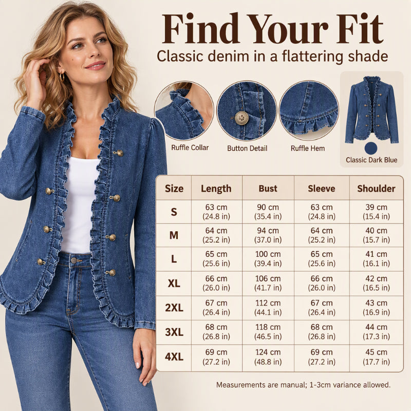Women's Chic Ruffle Trim Denim Jacket