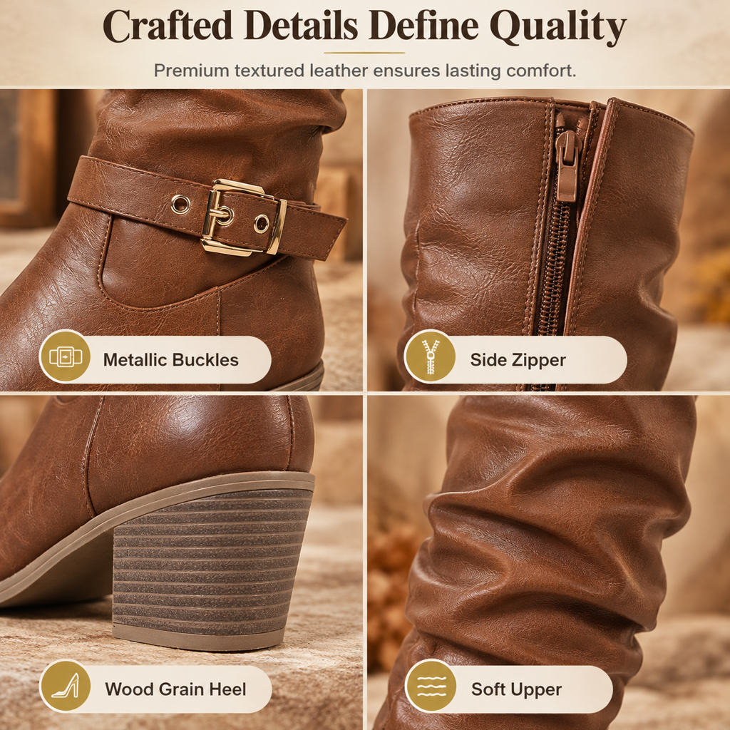 Women's Knee-High Retro Chunky-Heeled Cowboy Boots
