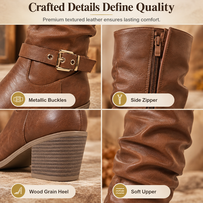Women's Knee-High Retro Chunky-Heeled Cowboy Boots