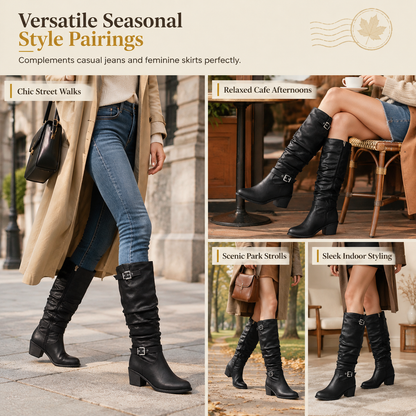 Women's Knee-High Retro Chunky-Heeled Cowboy Boots